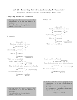 Unit #4 - Interpreting Derivatives, Local Linearity, Newton`s Method