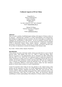 Cultural Aspects of IS in China