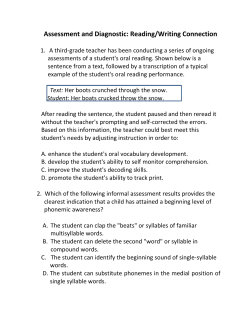Assessment and Diagnostic: Reading/Writing Connection