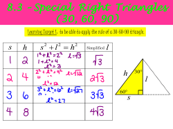 8.3 &ndash; Special Right Triangles (30, 60, 90)