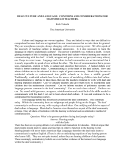 deaf culture and language: concerns and considerations for