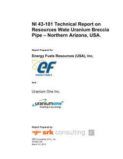 NI 43-101 Technical Report on Resources Wate Uranium Breccia
