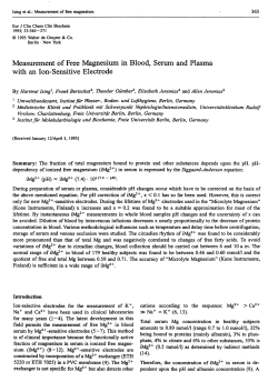 Measurement of Free Magnesium in Blood, Serum and