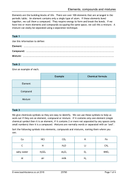 Elements, compounds and mixtures