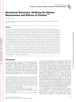 Nutritional Genomics: Defining the Dietary Requirement and Effects