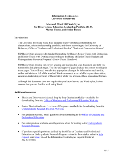 Microsoft Word UDThesis Style Guidelines