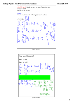 College Algebra Aim 47 Cramers Rule.notebook
