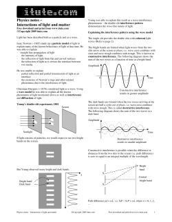 Physics notes &ndash; Interactions of light and matter