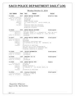 SACO POLICE DEPARTMENT DAILY LOG