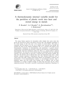 A thermodynamic internal variable model for the