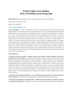 Del Mar College Course Syllabus TECA 1318 Wellness of the