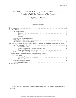 The Jobs Act of 2012: Balancing Fundamental Securities Law