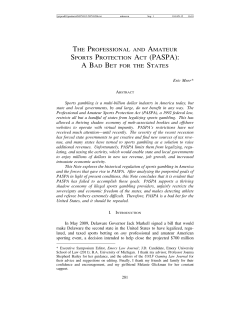 The Professional and Amateur Sports Protection Act (PASPA): A Bad