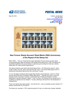 New Forever Stamp Souvenir Sheet Marks 250th