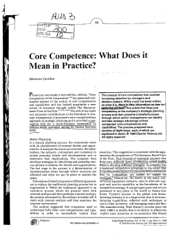 Core Cornpetence: What Does it Mean in Practice?