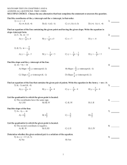 MATH 0409 TEST ON CHAPTERS 3 AND 4 ANSWER ALL