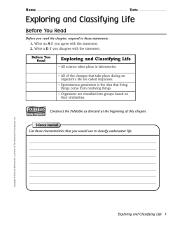 Exploring and Classifying Life