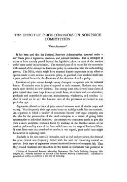 The Effect of Price Controls on Non-Price Competition
