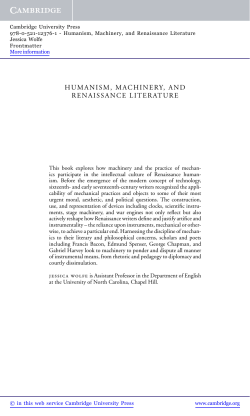 HUMANISM, MACHINERY, AND RENAISSANCE LITERATURE