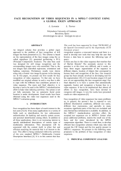 FACE RECOGNITION OF VIDEO SEQUENCES