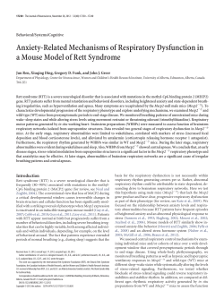 Anxiety-Related Mechanisms of Respiratory Dysfunction in a Mouse