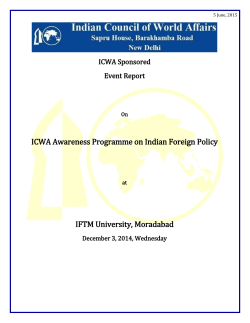 ICWA Awareness Programme on Indian Foreign Policy IFTM