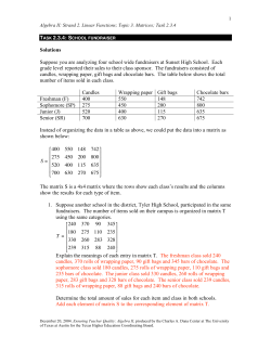 Solutions Suppose you are analyzing four school wide fundraisers