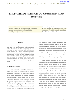 fault tolereane techniques and algorithms in cloud computing