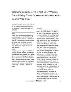 Balancing Equality for the Post-War Woman: Demobilising Canada`s
