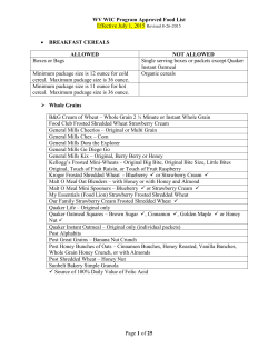 Comprehensive Food List Effective 07/01/15