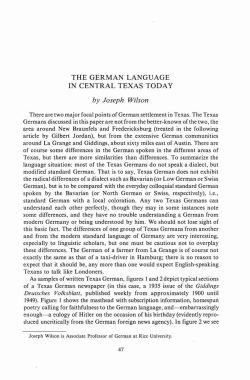 THE GERMAN LANGUAGE IN CENTRAL TEXAS TODAY by Joseph