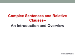Complex Sentences and Relative Clauses