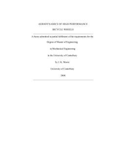 AERODYNAMICS OF HIGH PERFORMANCE BICYCLE WHEELS A