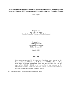 Review and Identification of Research Needs to Address Key Issues