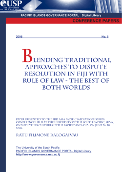 Blending Traditional Approaches To Dispute Resolution In Fiji With
