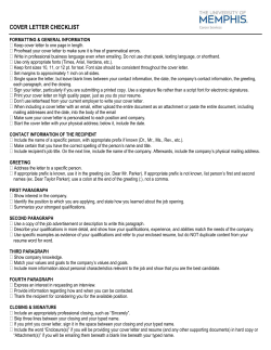cover letter checklist - University of Memphis