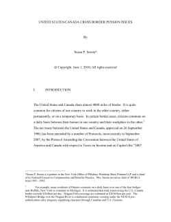 UNITED STATES/CANADA CROSS BORDER PENSION ISSUES By