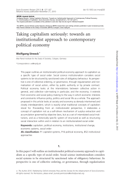 Taking capitalism seriously: towards an institutionalist approach to