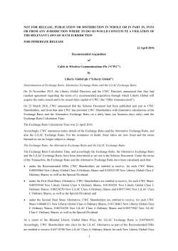 (current) 22.04.2016 - Exchange Ratio Announcement