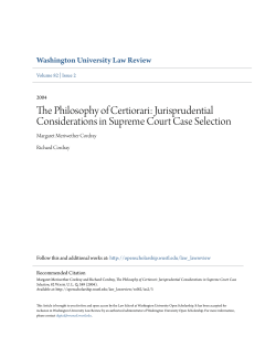 The Philosophy of Certiorari: Jurisprudential Considerations in
