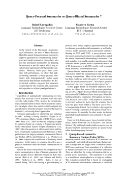 Query-Focused Summaries or Query