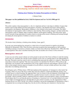 Robert Fisher Teaching thinking and creativity Developing creative