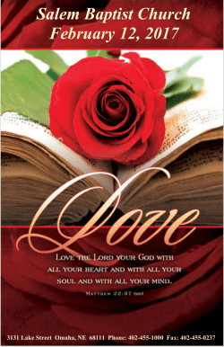 Salem Baptist Church February 12, 2017