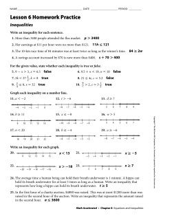 Lesson 6 Homework Practice Inequalities