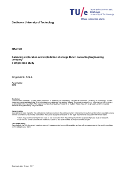 Eindhoven University of Technology MASTER Balancing exploration