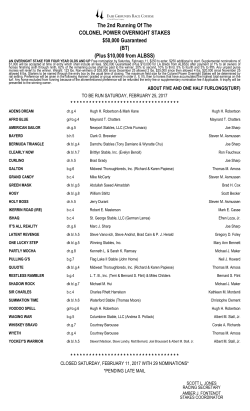 The 2nd Running Of The COLONEL POWER OVERNIGHT STAKES