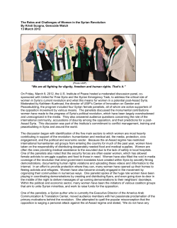 The Roles and Challenges of Women in the Syrian Revolution By