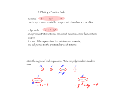 5.4 Writing a Function Rule degree - the sum of the exponents of the