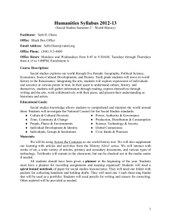 Humanities Syllabus 2012-13
