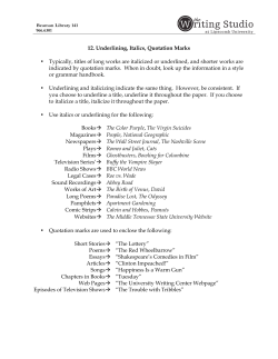 12. Underlining, Italics, Quotation Marks